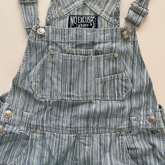 Vintage No Excuses Denim Overalls Bib Jean Shortalls Women's Size M Y2K 90s - Picture 2 of 5